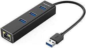 Aluminum 3Port USB 30 Hub with RJ45 101001000 Gigabit Ethernet Adapter Converter LAN Wired USB Network Adapter for Ultrabooks Notebooks Tablets and More