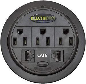 Tap Grommet with Hidden Center w 3 amp 2 CAT6 Black Pack of 2