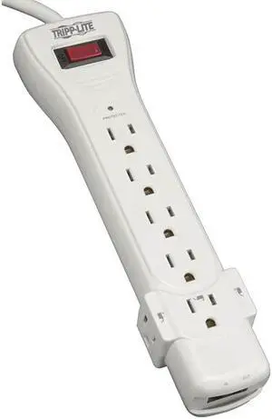 7 Outlet Surge Protector Power Strip 12ft Long Cord RightAngle Plug FaxModem Protection RJ11 $50000 INSURANCE SUPER6TEL12