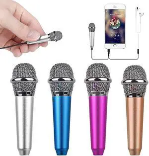 Mini Portable VocalInstrument Microphone for Mobile Phone Laptop Notebook Apple iPhone Sumsung Android with Holder Clip Silver