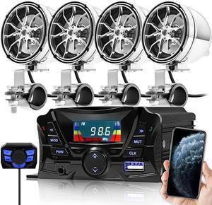 TS3Q Gen2 Motorcycle Weatherproof Bluetooth Speakers 781 in Handlebar Mount MP3 Music Player Sound Audio Stereo Amplifier System ATV UTV wAUX in USB Micro SD FM Radio 4Speaker