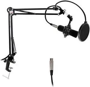 Suspension Microphone Boom Stand Simple ClampStyle Installation Desktop Scissor Spring Arm Mic Stand w Shock Mount Quick Setup attached Maximum Mic Arm Extension Dst= 226 ft  PMKSH01