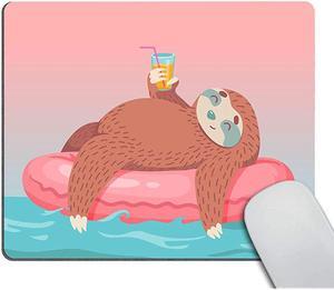 Sloth Decor Mouse pad Cute Cartoon Sloth in Inflatable Tube with Coctail Design Customized Rectangle NonSlip Rubber Mousepad Gaming Mouse Pads