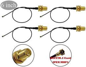 to SMA M.2 NGFF U.FL to RP-SMA Female MHF4 IPX4 IPEX4 Ipex Connector Pigtail WiFi Antenna Extension Cable (6 inches (4 Pcs))