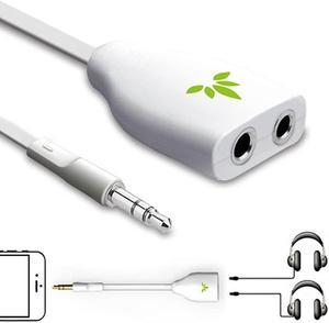 TR302 Two Way 35mm Dual Headphone Jack Splitter AUX Stereo Earphone Earbuds Y Audio Split Adapter Cable Compatible with iPhone iPad Samsung Phones and Tablets White