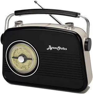 Radios Portable Am FM Analog Large Rotary Dial Swivel Good Sensitivity and Audio External Metal Antenna Knob Switch Removable Power Plug or 15V AA Battery with Headphones Plug Black