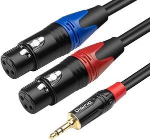 Dual Female XLR to 3.5mm Y-Splitter Cable, Unbalanced XLR Female to 1/8 Inch Mini Jack TRS Stereo Aux Interconnect Audio Mic Breakout Patch Cord - 6.6 Feet/2 Meters