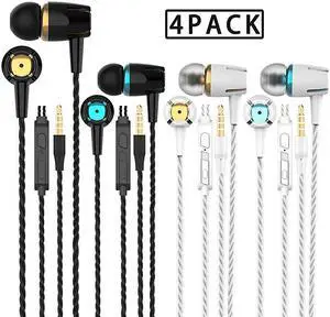 Headphones Earphones Earbuds Earphones, Noise Islating, High Definition, Stereo for Samsung, iPhone,iPad, iPod and Mp3 Players (Mixed Color 4 Pairs)
