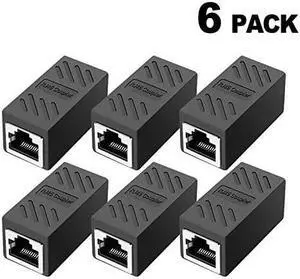 Coupler in Line Coupler Cat7Cat6Cat5e Ethernet Cable Extender Adapter Female to Female 6 Pack Black