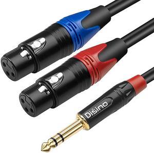 Dual Female XLR to 14 inch635mm TRS Stereo Male Plug YSplitter Cable Unbalanced 2XLR Female to Quarter inch Adapter Patch Cord 66 Feet 2 Meters