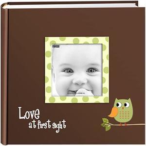 EV246FBOG 200Pocket Baby Owl Printed Designer Frame Cover Photo Album Green