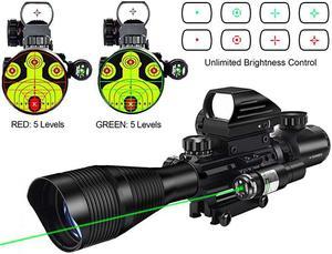 Riflescope Combo 412x50EG Dual Illuminated Optics IIIA2MW Laser SightGreen 4 Holographic Reticle RedGreen Dot Sight 20mm Scope Mount