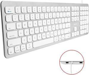 Ultra Slim USB Wired Keyboard for Mac Convenient 2 USB Port Hub with 20 Shortcut Keys Full Size Mac Keyboard with Number Pad Plug Play for MacBook ProAir iMac Aluminum Frame