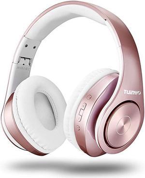 Bluetooth Headphones Wireless Over Ear Stereo Wireless Headset 35H Playtime with deep bass Soft MemoryProtein Earmuffs Builtin Mic Wired Mode PCCell PhonesTV Rose Gold