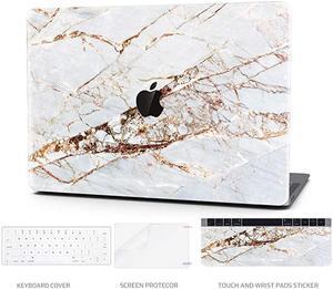 Hard Case Compatible with MacBook Pro 13 Inch – Marble Laptop Case with Keyboard Cover, Screen Protector, Touch Pads Sticker – Enhanced Protection – Gorgeous Designs, Abstract Slash Marble