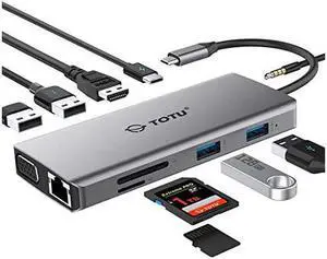 USB C Hub Type C Hub  11in1 Adapter with Ethernet 4K USB C to HDMI VGA 2 USB30 2 USB20 Micro SDTF Card Reader MicAudio USBC Pd 30 Compatible for Mac Pro and Other Type C Laptops