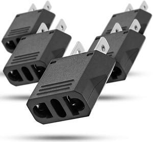 European Adapter 5 Pack,  Type C EU to USA and Canada Travel Adapter Plug, 2 Prong Universal Power Converter (Black)