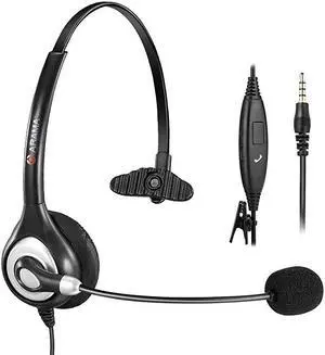 Cell Phone Headset with Microphone Noise Cancelling Call Controls 35mm Computer Headphone for iPhone Android Laptop PC Call Center Office Business Skype Softphone