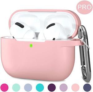 Compatible with AirPods Pro Case Protective Silicone Airpod Case Shockproof Cover Skin for Apple Airpod Pro 2019 Charging Case with Keychain Pastel Pink