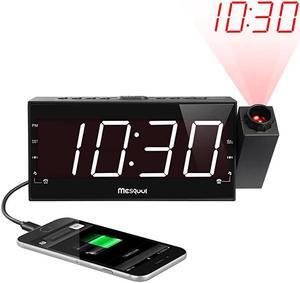 Alarm Clock Radio for BedroomsWall Ceiling Clock with FM Radio180° Projector7 Large Display 5 DimmerBuzzerRadio