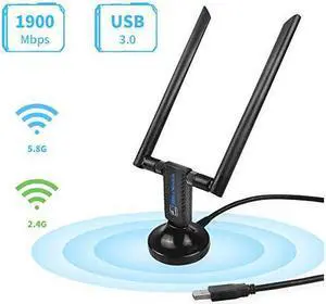 USB Wifi Adapter 1900Mbps for PC Games w2x 5dBi External DualBand Antennas58GHz1300Mbps+24GHz600MbpsUSB 30 Cradle for Desktop Laptop PC Windows 108187XPMACUpgrade with 4 PA