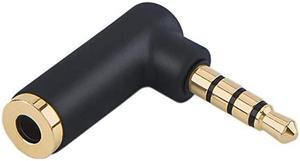 Angle 35mm Audio Adapter 18 TRRS Stereo Headphone Connector Male to Female Compatible with Headset Tablets MP3 PlayersGame ControllerSpeakersBlack