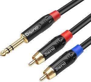 RCA to 1/4 Insert Cable, 6.35mm TRS Male to Dual RCA Audio Y Splitter Cable, Quarter inch Stereo to 2 RCA Connector Wire Cord - 6.6 FT / 2Meters