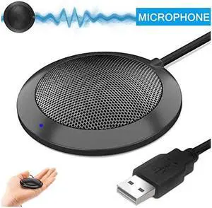 USB Computer Microphone Portable Omnidirectional Condenser Boundary Laptop Conference Microphone for Recording Video Meeting Gaming Skype VoIP Calls with 360°10ft Pickup Range
