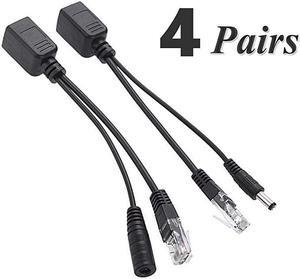 4Pairs Passive PoE Injector and Splitter Kit with 55x21 mm DC Powerline Adapter Connector for IP Security Camera 10100Mbps Network