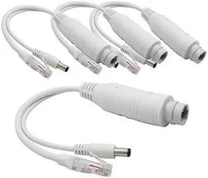 4Pack Active 48V to 12V Waterproof PoE Splitter Adapter IEEE 8023af Compliant 10100Mbps for IP Camera AP Voip Phone and More White