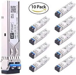 Transceiver Single-Mode Gigabit Mini-GBIC Module 1000BASE-LX/LH Compatible for Cisco GLC-LH-SMD, Netgear (SMF, 1310nm, 10km, Dual LC DOM),10 Pack