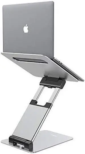 Laptop Stand, Ergonomic Sit to Stand Laptop Holder Convertor, Adjustable Height from 2.1" to 13.8", Supports up to 22lbs, Compatible with MacBook, All Laptops Tablets 11-17" - Silver
