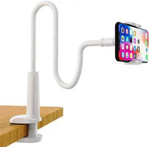 Phone Holder Bed Gooseneck Mount Flexible Arm 360 Mount Clip Adjustable Bracket Clamp Stand Compatible with Cell Phone 11 Pro XS Max XR X 8 7 6 Plus 5 4 Samsung S10 S9 S8 for Bedroom Desk