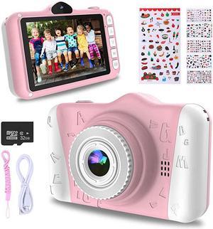 Kids Digital Camera 12MP Childrens Camera with Large Screen for Boys and Girls 1080P Rechargeable Electronic Camera with 32GB TF Card