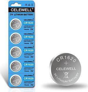 5Year Warranty  CR1620 CR 1620 Battery for Key Fob Tracker 70mAh 3V Lithium Coin Cell 5 Pack