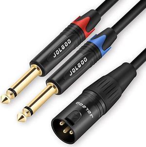 XLR Male to Dual 1/4" TS Mono Y Splitter Microphone Cable, XLR Male to Dual 6.35mm TS Y Adapter Cord, 3.3 Feet -