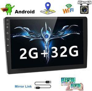 Double Din Car Stereo Car GPS Navigation Android Head Unit in Dash 2G RAM+32G ROM 101 Touch Screen Support Bluetooth WiFiUSB Mirror Link FM Radio + Rear View Camera