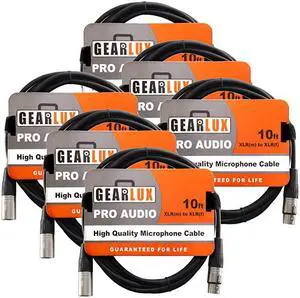 XLR Microphone Cable Male to Female 10 Ft Fully Balanced Premium Mic Cable 6 Pack