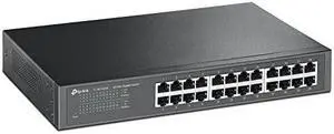 24 Port Gigabit Ethernet Switch | Desktop or Rackmount | Lifetime Protection | Plug and Play | Shielded Ports | Sturdy Metal | Fanless Quiet | Unmanaged TLSG1024SBlack