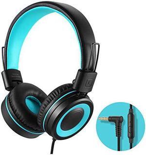 M3 Kids Headphones with Microphone Lightweight Foldable Adjustable Stereo Bass OnEar Headphones with 13 M TangleFree Cord for smartphons Tablets MP34 with 35mm Jack DeviceBlack
