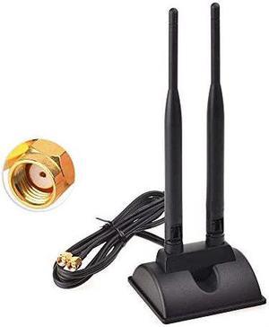 Dual WiFi Antenna with RPSMA Male Connector 24GHz 5GHz Dual Band Antenna Magnetic Base for PCIE WiFi Network Card USB WiFi Adapter Wireless Router Mobile Hotspot