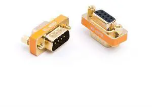 DB9 Null Modem Adapter Male to Female Slimline Data Transfer Serial Port Adapter Gold Plated 2 Pack