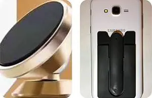 Cell Phone Accessory Bundle - 2 Magnetic Cell Phone Holders with 3 Cell Phone Card Holder/Stand