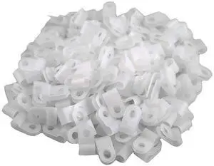 XLX 200pcs White Nylon R-Type Cable Clamp Fastener for 1/8 Inch (3.2mm) Dia Wire Tube ( Plastic Wire Cord Clip Fixer )
