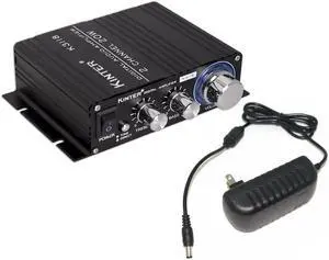 Kinter K3118 Texas Instruments TI Digital Hi-Fi Audio Mini Class D Home Auto DIY Arcade Stereo Amplifier with 12V 3A Power Supply Black