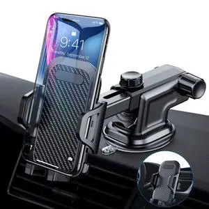 VANMASS Car Phone Mount, Dashboard Windshield Air Vent Cell Phone Holder for Car with Vent Clip & Dashboard Pad, Strong Sticky Suction, One Button Release Car Cradle, Compatible 3.5"-6.5&quot