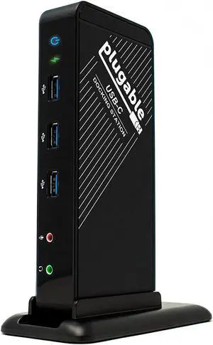Plugable USB C Dock with Charging Compatible with Thunderbolt 3 and USB-C MacBooks and Specific Windows, Chromebook, Linux Systems (Supports HDMI Display, 60W PD Charging, Ethernet, 3X USB 3.0 Ports)