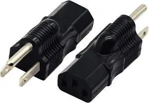 zdyCGTime 3 Prong USA C13 to NEMA 5-15P Plug Power Adapter for Standard Computer Power Adapter 10A/125V (XH-A03-1) (NEMA 5-15P to IEC 60320-C13)(2 Pack)