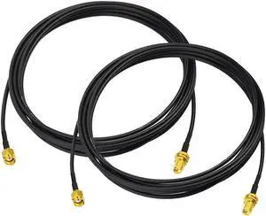 Bingfu RP-SMA Male to RP-SMA Female Bulkhead Mount RG174 WiFi Antenna Extension Cable 3m/10 feet (2-Pack) for Wireless Mini PCI Express PCIE Network Card USB WiFi Adapter WiFi Router Booster Camera