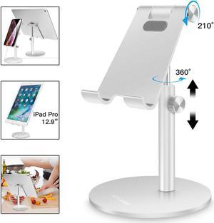 Adjustable Tablet/Phone Stand,AICase Telescopic Adjustable iPad Stand Holder,Universal Multi Angle Aluminum Stand Compatible with iPhone Smart Cell Phone/Tablet/iPad(4-13 inch), Silver